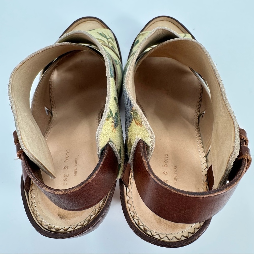 Women’s Floral Yellow Leather-Trim Platform Sandal - Picture 13 of 16